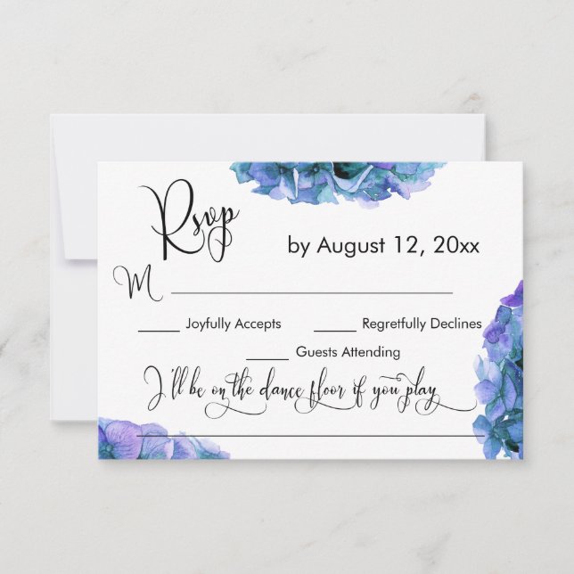 Hydrangea and Calligraphy Song Request RSVP (Front)