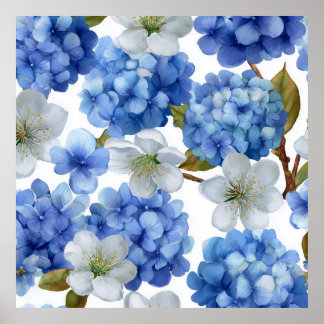 Hydrangea and Cherry Bloom Poster
