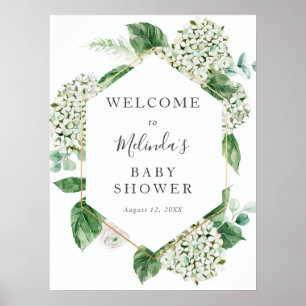 Hydrangea and Greenery Baby Shower Welcome Sign