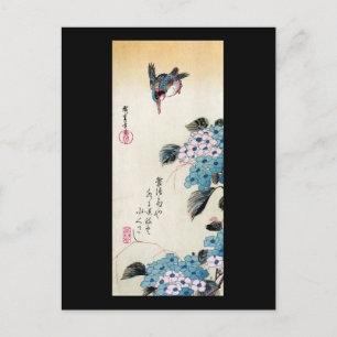 Hydrangea and Kingfisher, Ando Hiroshige Postcard