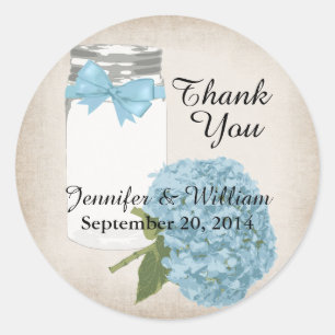 Hydrangea and Mason Jar Wedding Favour Sticker