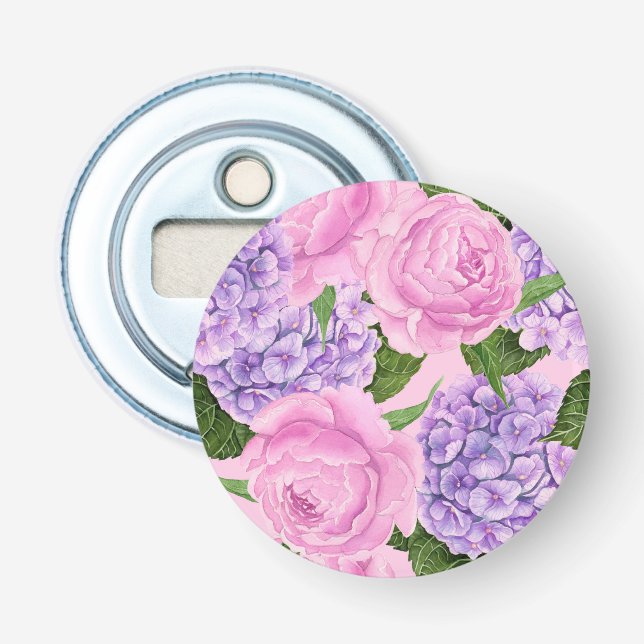 Hydrangea and peony pattern bottle opener (Front)