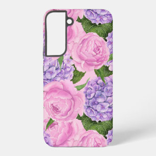 Hydrangea and peony pattern samsung galaxy case