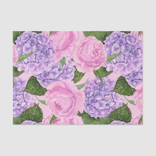Hydrangea and peony pattern tissue paper (Front)