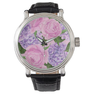 Hydrangea and peony pattern watch