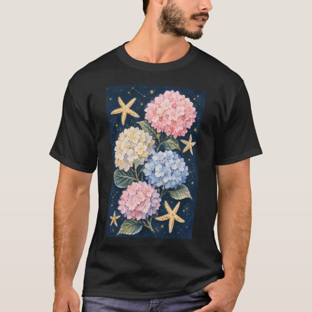 Hydrangea and Starfish T-Shirt (Front)