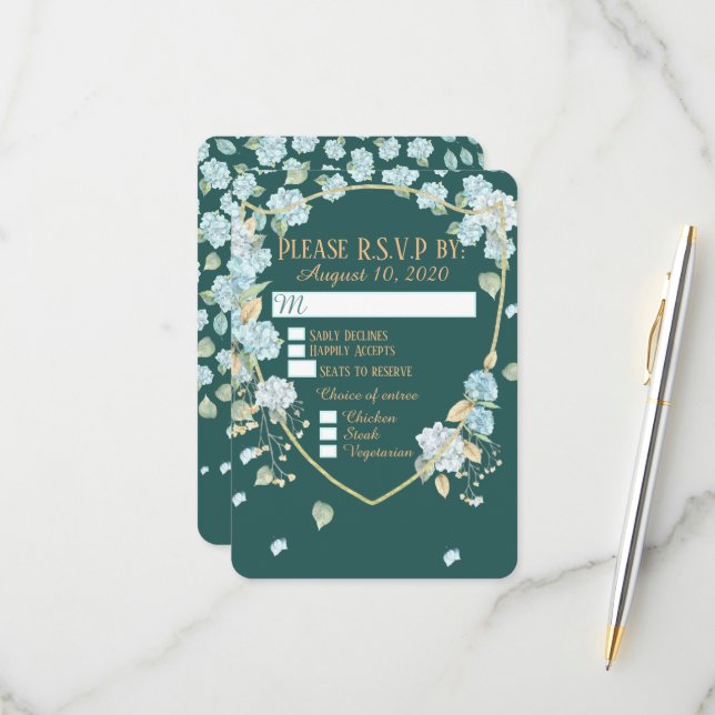Hydrangea at moonlight RSVP cards (Front/Back In Situ)