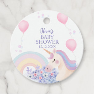 Hydrangea Balloon Rainbow Unicorn Baby Shower  Favour Tags
