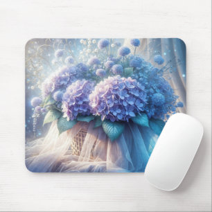 Hydrangea Basket Bouquet and Tulle Mouse Pad