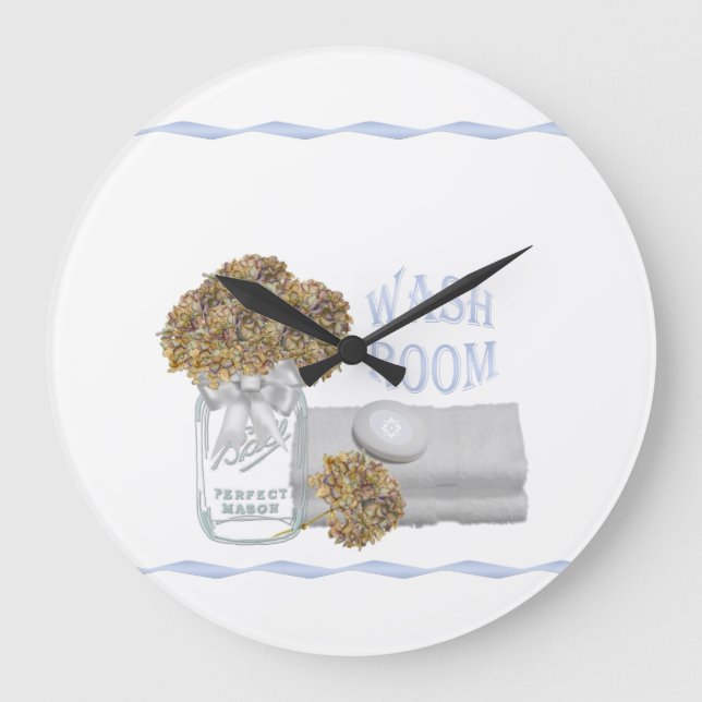 Hydrangea Bathroom Wall Clock (Front)
