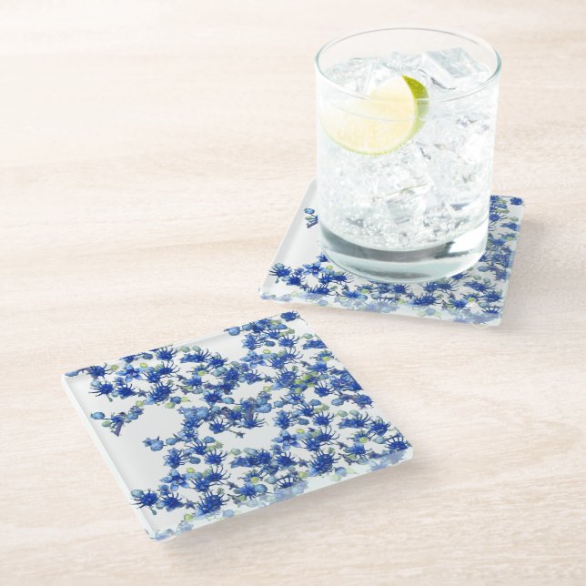 Hydrangea(BGC transparent) Glass Coaster (Angled)
