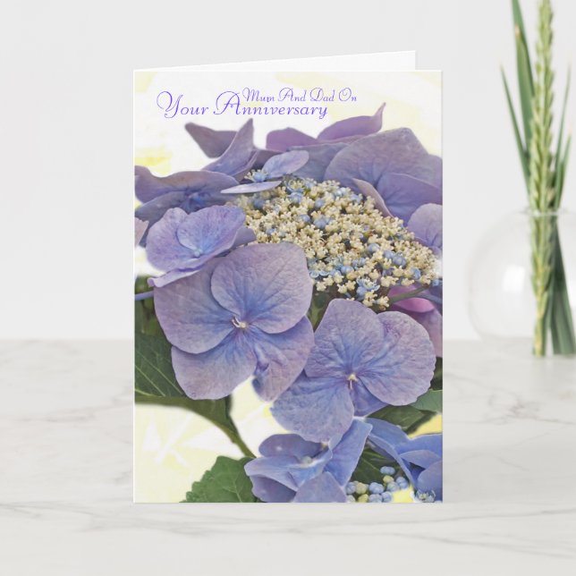 Hydrangea blauw, Mum And Dad On, Your Anniversary Card (Front)