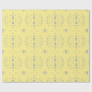 Hydrangea Block Yellow and Blue Pattern Wrapping Paper
