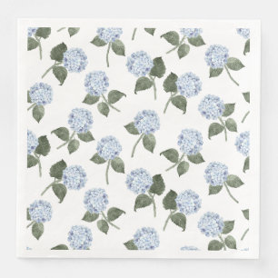 Hydrangea Bloom Blue Watercolor Floral Napkin
