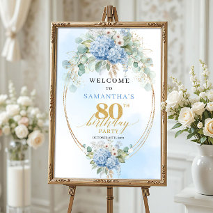 Hydrangea Bloom Boho Celebration 80th birthday   Poster