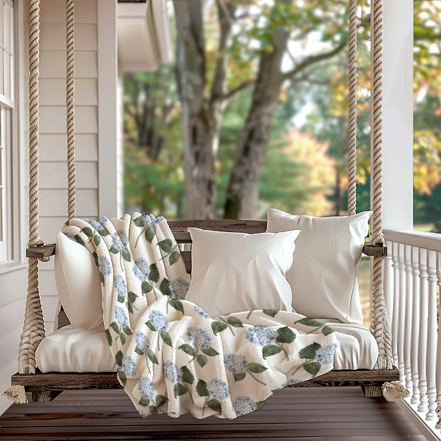 Hydrangea Bloom Monogram  Sherpa Blanket (Hydrangea Monogrammed Sherpa Blanket)