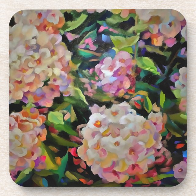 Hydrangea Blossom Decorative Floral Art Pink  Coaster (Front)