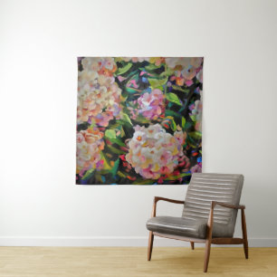 Hydrangea Blossom Decorative Floral Art Pink  Tapestry