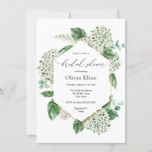 Hydrangea Blossoms and Greenery Bridal Shower Invitation