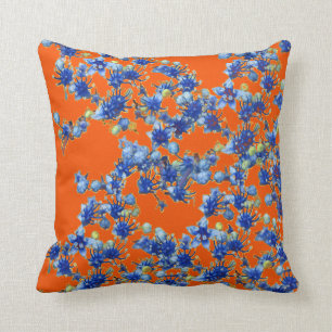 hydrangea blue and orange cushion