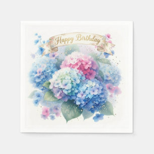 Hydrangea Blue Floral Birthday Party Napkin