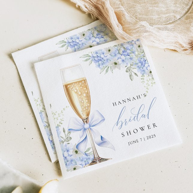 Hydrangea Blue Floral Bridal Shower Paper Napkin (Creator Uploaded)