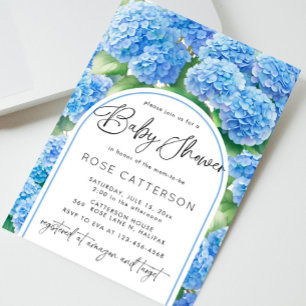 Hydrangea Blue Flowers Boy Baby Shower  Invitation