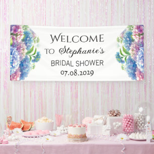 Hydrangea Blue Flowers Rustic Bridal Shower Banner