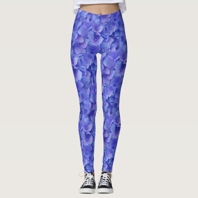 Hydrangea Blue  Leggings (Front)