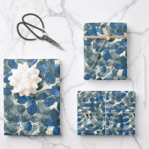 Hydrangea Blue Wrapping Paper Sheet