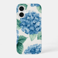 Hydrangea Blues Floral Watercolor Botanical Blooms