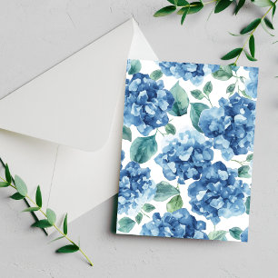 Hydrangea Blues   Watercolor Blooms Flower Card