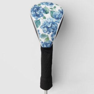 Hydrangea Blues   Watercolor Blooms Flower Pattern Golf Head Cover