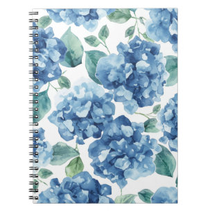 Hydrangea Blues   Watercolor Blooms Flower Pattern Notebook