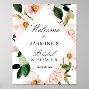 Hydrangea Blush Pink Floral Bridal Shower Sign