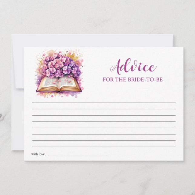 Hydrangea Book Theme Advice Card (Front)