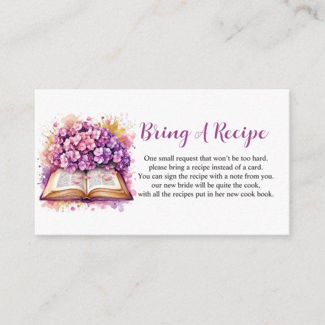 Hydrangea Book Theme Enclosure Card (Front)
