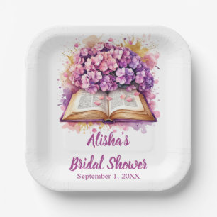 Hydrangea Book Theme Paper Plate
