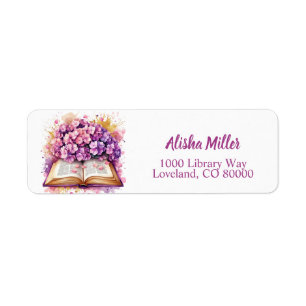 Hydrangea Book Theme Return Address Label