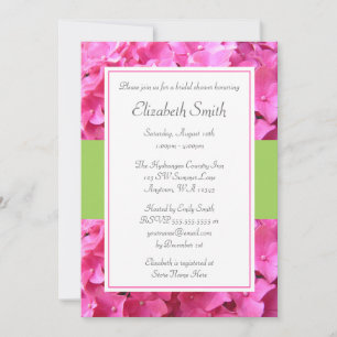 Hydrangea Border Pink Green Bridal Shower Invitation