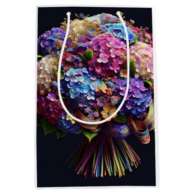  Hydrangea bouquet, by Natasha Us   Medium Gift Bag (Front)