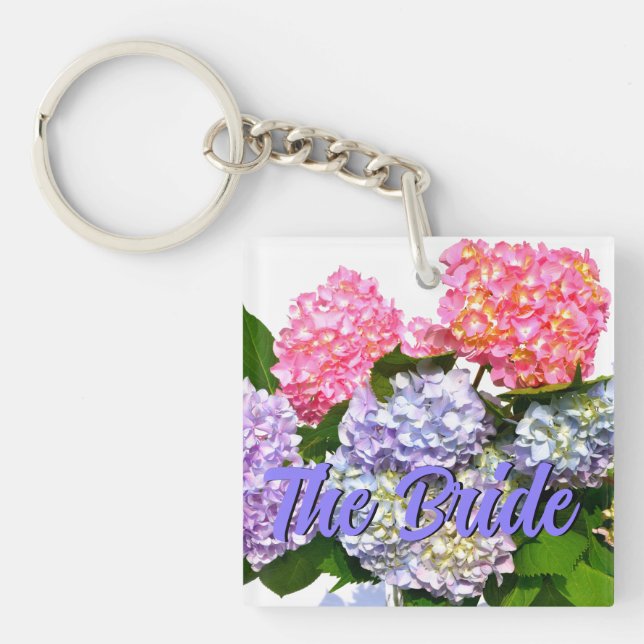 Hydrangea Bouquet, for the Bride Key Ring (Front)