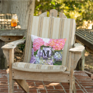 Hydrangea Bouquet pink flowers blue purple floral Cushion