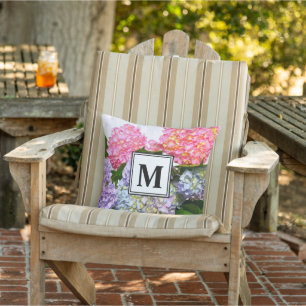 Hydrangea Bouquet pink flowers blue purple floral Cushion
