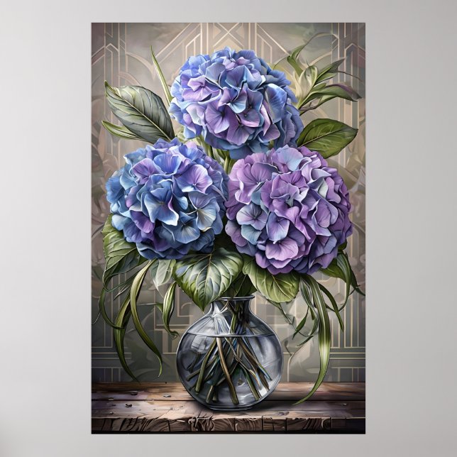Hydrangea Bouquet Poster – Floral Still Life (Front)