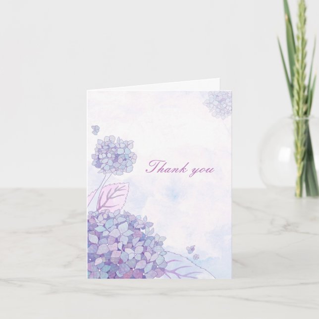 Hydrangea Bouquet Wedding Thank You Card (Front)