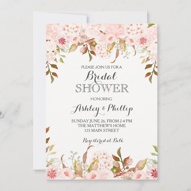 hydrangea bridal shower invitation (Front)