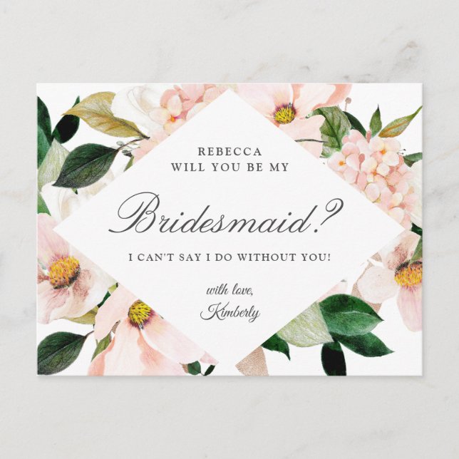 Hydrangea Bridesmaid Proposal Postcard (Front)