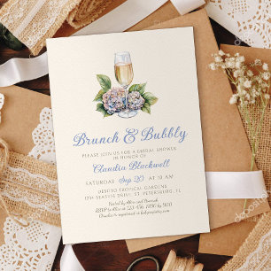Hydrangea Brunch Bubbly Bridal Shower Invitation