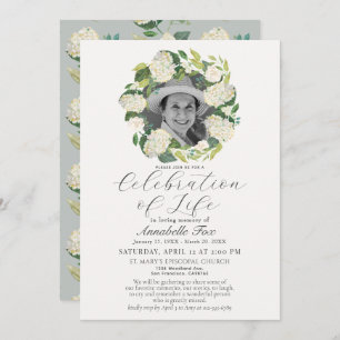 Hydrangea Celebration of Life Funeral Memorial Invitation